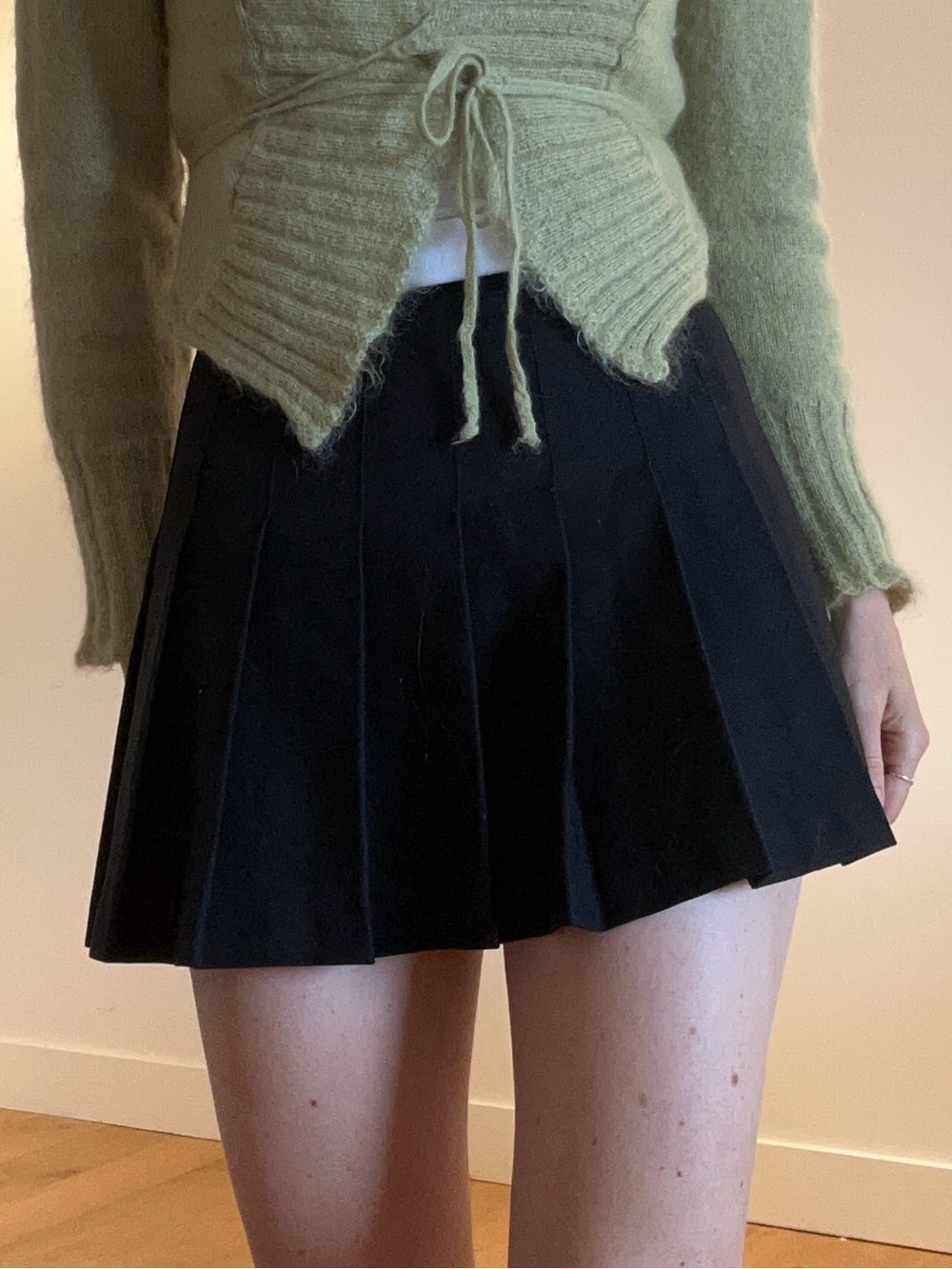 American Apparel Black Pleated Mini Skirt